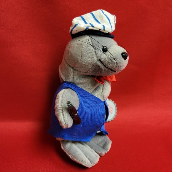 Coca Cola Seal in a Delivery Outfit Bean Bag Plush Seal Rilly Stuffed Toy 1998 - Picture 6 of 14